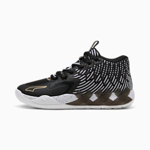 PUMA x LAMELO BALL MB.01 Rare Reserve Stripes Men's Basketball Shoes, PUMA White-PUMA Black-PUMA Gold, extralarge