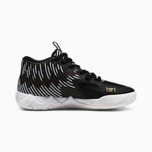 PUMA x LAMELO BALL MB.01 Rare Reserve Stripes Men's Basketball Shoes, PUMA White-PUMA Black-PUMA Gold, extralarge