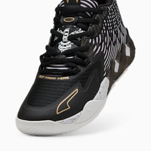 PUMA x LAMELO BALL MB.01 Rare Reserve Stripes Men's Basketball Shoes, PUMA White-PUMA Black-PUMA Gold, extralarge