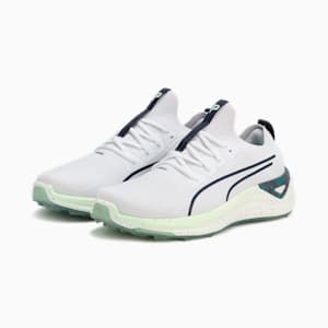 メンズ ゴルフ PUMA x PTC エレクトロキャット ニトロ スパイクレスシューズ, PUMA White-Deep Navy-Fresh Mint, extralarge-JPN