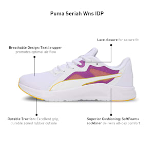 PUMA Seriah Women's Running Shoes, PUMA White-Ultraviolet-Pelé Yellow, extralarge-IND