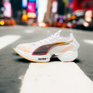 メンズ FAST-R ニトロ エリート 2 ランニングシューズ, PUMA White-Sunset Glow-Sun Stream, extralarge-JPN