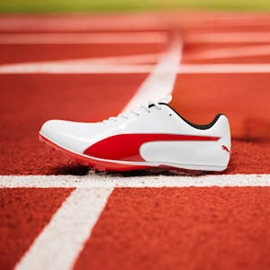 evoSPEED Sprint 14.5 Spikes Track and Field Running Shoes, PUMA White-PUMA Red-PUMA Silver, extralarge-IND