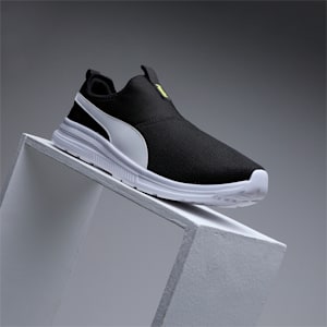 FusionX Men's Slip-On Shoes, PUMA Black-Yellow Burst-PUMA White, extralarge-IND