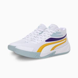 Court Pro Basketball Shoes, PUMA White-Yellow Sizzle-Team Violet, extralarge-IND