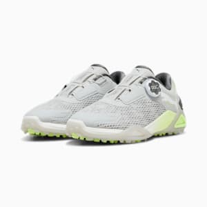 ウィメンズ ゴルフ シャドウキャット ニトロ ディスク スパイクレス シューズ, Glacial Gray-Feather Gray-Fast Yellow, extralarge-JPN