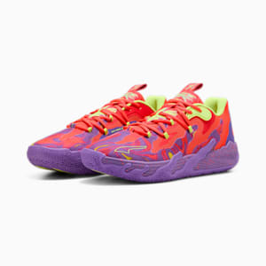 PUMA x LAMELO BALL MB.03 Lo Lava Big Kids' Basketball Shoes, Purple Glimmer-Red Blast, extralarge