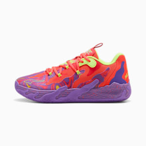 PUMA x LAMELO BALL MB.03 Lo Lava Big Kids' Basketball Shoes, Purple Glimmer-Red Blast, extralarge