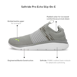 Softride Pro Echo Men's Slip-On Shoes, Cool Light Gray-Electric Lime, extralarge-IND