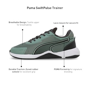 PUMA Swift Pulse Men's Training Shoes, Eucalyptus-Flat Dark Gray-Fizzy Apple, extralarge-IND