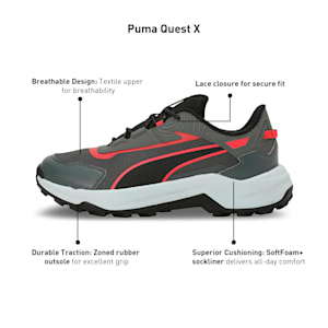 Quest X Men's Running Shoes, Mineral Gray-Active Red-PUMA Black, extralarge-IND