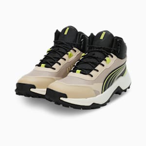 PUMA Questblitz Mid Men's Running Shoes, Toasted Almond-Lime Sheen-PUMA Black, extralarge-IND