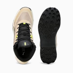 PUMA Questblitz Mid Men's Running Shoes, Toasted Almond-Lime Sheen-PUMA Black, extralarge-IND