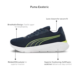 Exoteric Men's Running Shoes, Club Navy-Lime Smash-PUMA White, extralarge-IND