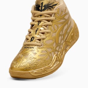 PUMA x LAMELO BALL MB.04 Golden Child Big Kids' Basketball Shoes, PUMA Gold-Matte Puma Gold-PUMA Black, extralarge