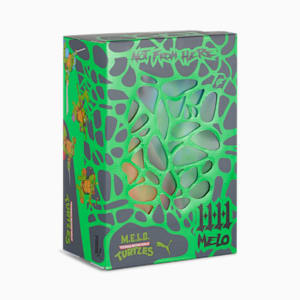 Chaussures de basketball PUMA x LAMELO BALL x TMNT MB.04 Leonardo &amp; Michelangelo Enfant et adolescent, Fluro Green Pes-PUMA Green-Bright Aqua-Orange Glow, extralarge