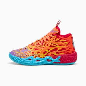 Tenis de básquet MB.04 Phoenix para adolescentes, PUMA Red-Orange Glow-Fluro Orange Pes-Purple Glimmer, extralarge