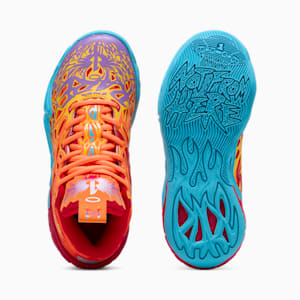 Tenis de básquet MB.04 Phoenix para adolescentes, PUMA Red-Orange Glow-Fluro Orange Pes-Purple Glimmer, extralarge