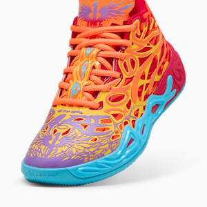 Tenis de básquet MB.04 Phoenix para adolescentes, PUMA Red-Orange Glow-Fluro Orange Pes-Purple Glimmer, extralarge