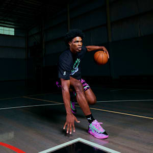 Scoot Zeros II Purple Lab Men's Basketball Shoes, Pure Magenta-Green Glare, extralarge