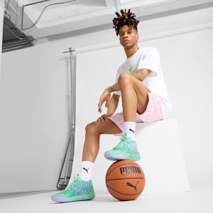 Tenis de básquet MB.01 Alien Safari, Green Glimmer-Pure Magenta-Hyperlink Blue, extralarge