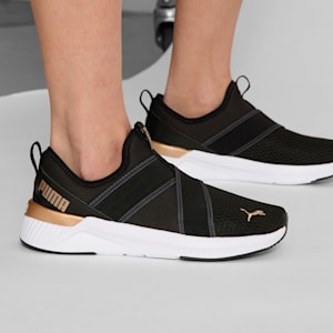 SOFTRIDE Harli Slip-On Running Shoes Women, PUMA Black-PUMA White-PUMA Gold, extralarge