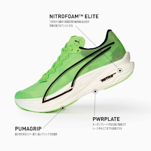 ウィメンズ PUMA x HYROX ディヴィエイト ニトロ エリート 3 ランニングシューズ, PUMA White-Green Glare, extralarge-JPN