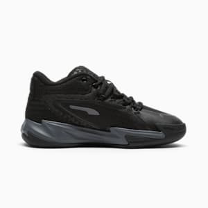 Tenis de básquetbol Dagger para niños grandes, PUMA Black-Galactic Gray, extralarge