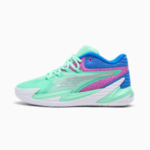Tenis de básquetbol Dagger para niños grandes, Green Glimmer-Pure Magenta, extralarge
