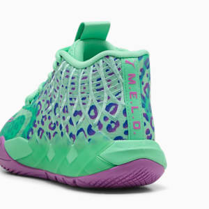 Tenis de básquet MB.01 Alien Safari para adolescentes, Green Glimmer-Pure Magenta-Hyperlink Blue, extralarge