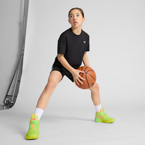 Tenis de básquet MB.04 Gem para adolescentes, Yellow Alert-Green Glare-Pink Alert, extralarge
