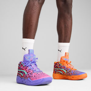 Chaussures de basketball PUMA x LAMELO BALL MB.04 Creativity Pack Homme, Dark Amethyst-Orange Glow-Poison Pink-Electric Peppermint, extralarge