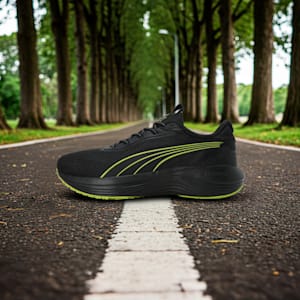 Galaxis Pro Men's Performance Boost Running Shoes, PUMA Black-Lime Smash-Strong Gray, extralarge-IND