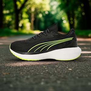 Galaxis Pro Women's Performance Boost Running Shoes, PUMA Black-Yellow Alert-Pure Magenta, extralarge-IND