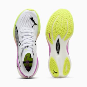 ウィメンズ ディヴィエイト ニトロ 3 EKIDEN グロー ランニングシューズ, PUMA White-Pure Magenta-Yellow Alert, extralarge-JPN