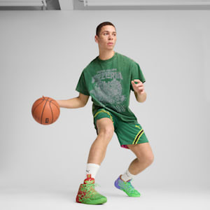 PUMA x LAMELO BALL x TMNT MB.04 Raphael and Donatello Men's Basketball Shoes, Fluro Green Pes-PUMA Red-Dark Amethyst, extralarge