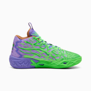 PUMA x LAMELO BALL x TMNT MB.04 Raphael and Donatello Men's Basketball Shoes, Fluro Green Pes-PUMA Red-Dark Amethyst, extralarge