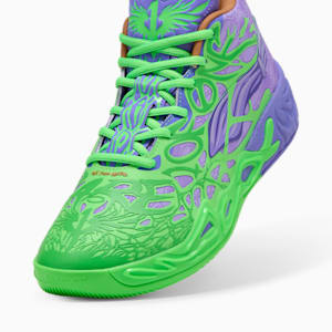 PUMA x LAMELO BALL x TMNT MB.04 Raphael and Donatello Men's Basketball Shoes, Fluro Green Pes-PUMA Red-Dark Amethyst, extralarge