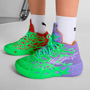 Tenis PUMA x TORTUGAS NINJA Suede XL para adolescentes, Fluro Green Pes-PUMA Red-Dark Amethyst, extralarge