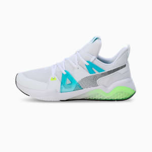 Cell Fraction Fade Men's Running Shoes, Puma White-Scuba Blue-Yellow Alert, extralarge-IND