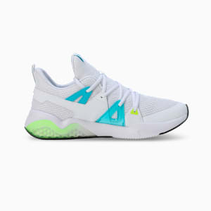 Cell Fraction Fade Res Men's Running Shoes, Puma White-Scuba Blue-Yellow Alert, extralarge-IND