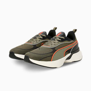 Softride Sway Chase Running Shoes, Dark Olive-Flame Flicker, extralarge-IND