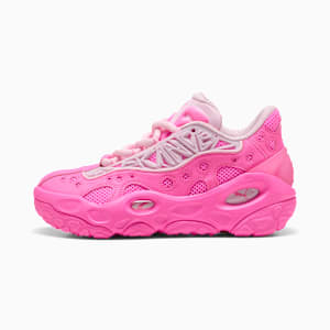 Pink PUMA women's sneaker with mesh detailing and a chunky, sculpted sole.