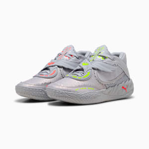 PUMA x LAMELO BALL MB.05 Metallic Basketball Shoes, Vibrant Silver-Yellow Alert-Glowing Red, extralarge