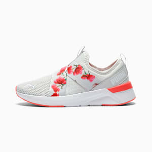 SOFTRIDE Harli Slip-On Floral Sneakers Women, Feather Gray-Peach Frost-PUMA White, extralarge