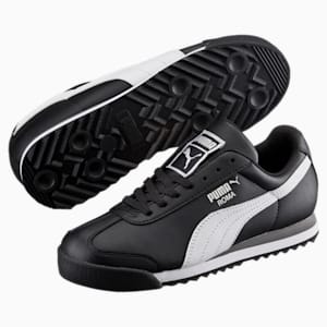Zapatos Roma Basic para niños, Puma Black-Puma White-Puma Silver