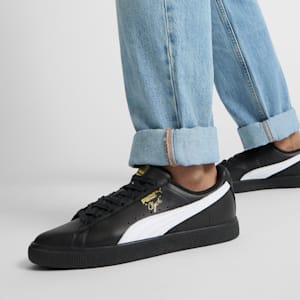 Tenis para hombre Clyde Core Foil, Puma Black-Puma White-Puma Team Gold, extralarge
