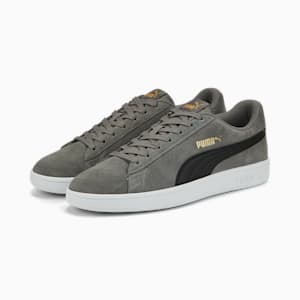 Smash v2 Trainers, Steel Gray-Puma Black-Puma Team Gold