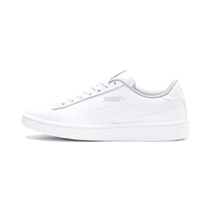 PUMA Smash v2 Leather Big Kids' Sneakers, Puma White-Puma White, extralarge