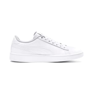 PUMA Smash v2 Leather Big Kids' Sneakers, Puma White-Puma White, extralarge